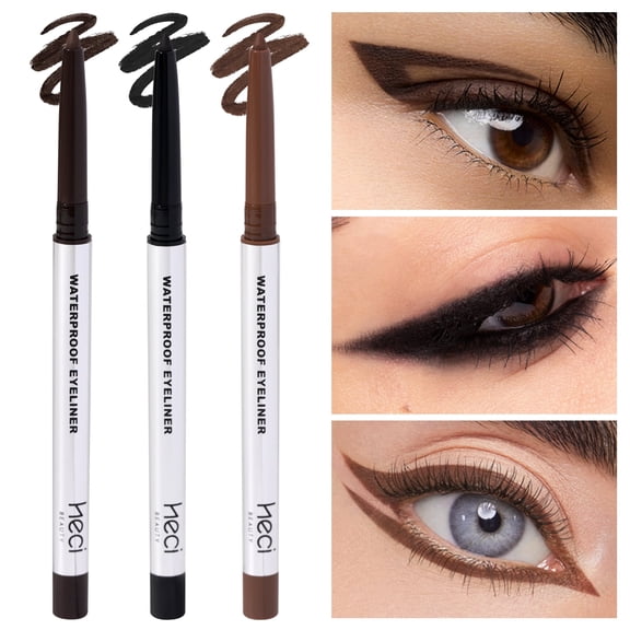HECI BEAUTY Gel Eyeliner Pencil Set, 3 Pack, Sharpenable Waterproof Long Lasting Eye Makeup Pencil