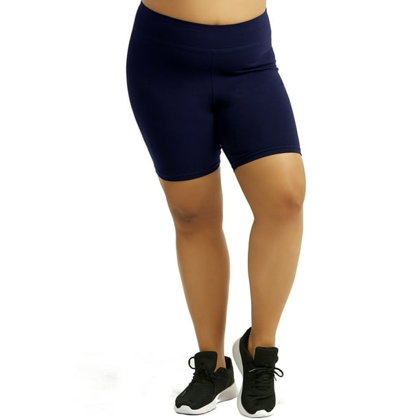 Popular Women's Plus Size Cotton Bike Shorts Navy 1X Walmart