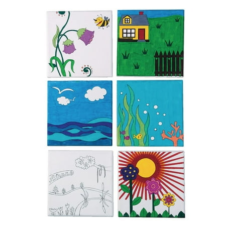 UPC: 0840614115086 | S & S Worldwide Paint-Your-Own Designer Canvas Set I  2 each of 6 Pre-Printed Designs  Great For Kids & Adults  DIY Ready To Paint  6-1/2  x 6-1/2  Stretched Canvas. Pack of 12.