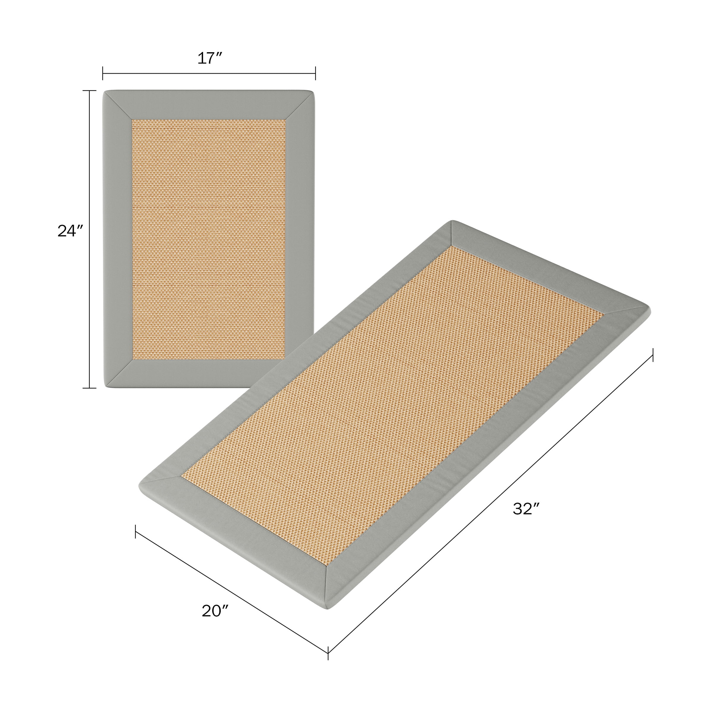 Bathroom Rug Set- 2-Piece Memory Foam Bath Mats in Platinum Gray & Tan- Non-Slip Absorbent Runner for Shower, Tub, Sink or Kitchen by Somerset Home