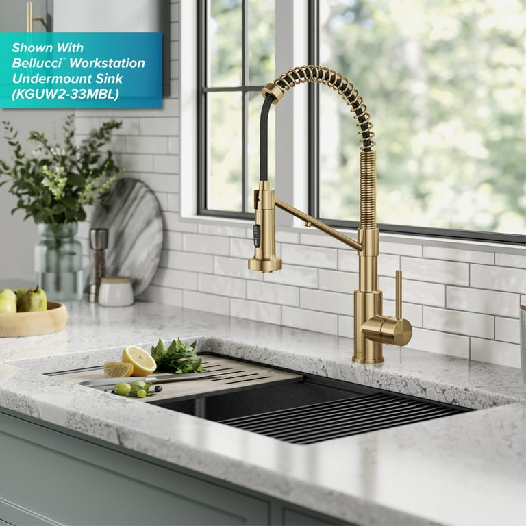 KRAUS Bolden 2-in-1 Commercial Style Pull-Down Single Handle Water Filter  Kitchen Faucet for Reverse Osmosis or Water Filtration System in Brushed  Brass 