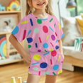 thumbnail image 4 of Uourmeti Colorful Dot Print Loungewear Suit Summer Shorts Set for Girls Hawaii Crew Neck Tank Top and Biker Shorts with Pockets 2 Piece Summer Pajamas Outfits for Home Outdoors, 4 of 5