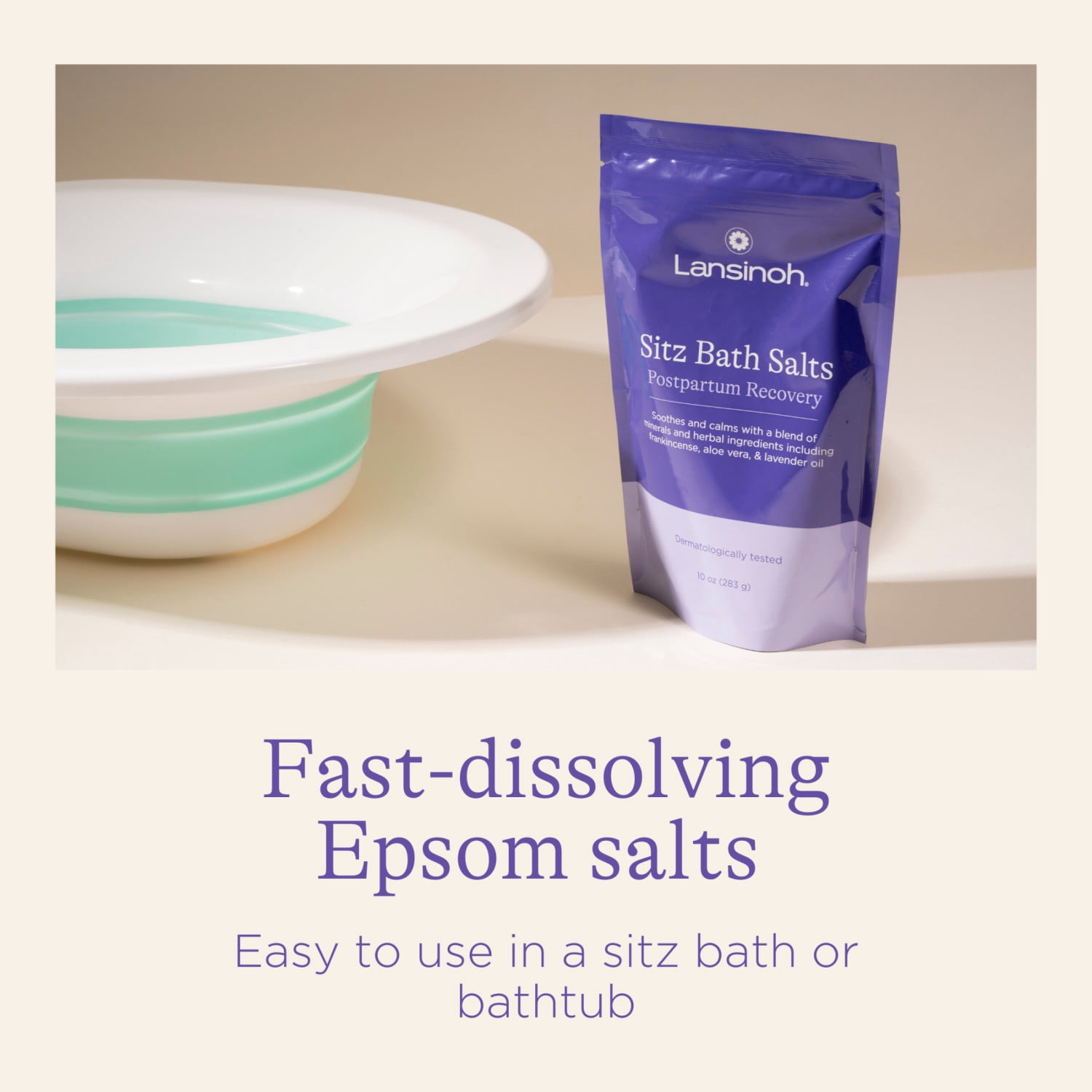 Lansinoh Sitz Bath Salts Postpartum Essentials, with Soothing and Calming Ingredients 10oz