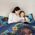 thumbnail image 4 of Manfei Black Girl Mermaid 7-Piece Bedding Comforter Set,Ocean Animal King Bedding Sets,Sealife Goldfish Bed Sheets For Kids,Luxury Bedroom Decor Reversible, 4 of 8
