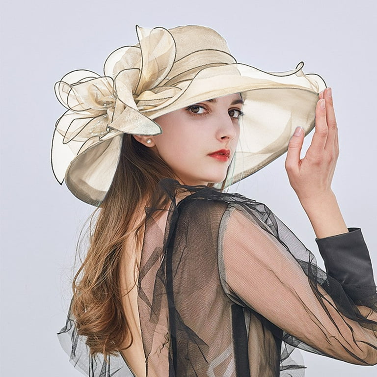 TWIFER Sun Hats Womens Summer Dress Hat Wide Leaf Flower Bridal
