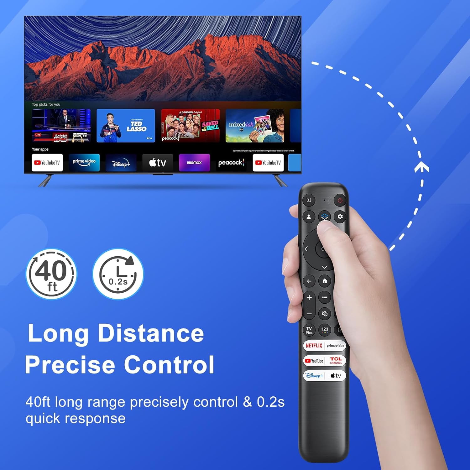 Replacement for TCL Google TV Remote Control, RC813 Compatible with TCL QM8/QM7/S5/S4/S3/Q7/Q6/Q5 4K UHD HDR LED QLED QD-MiniLED Full-HD Smart TVs