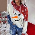 thumbnail image 5 of Women's Snowman Contrast Color Long Sleeve Tie-Dye Hoodie Cartoon Print Hooded Sweatshirt New, 5 of 5