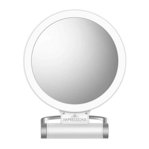 Impressions Vanity Focus Tri Tone Dual Sided LED Makeup Mirror with 360 Degree Tilt and Magnification
