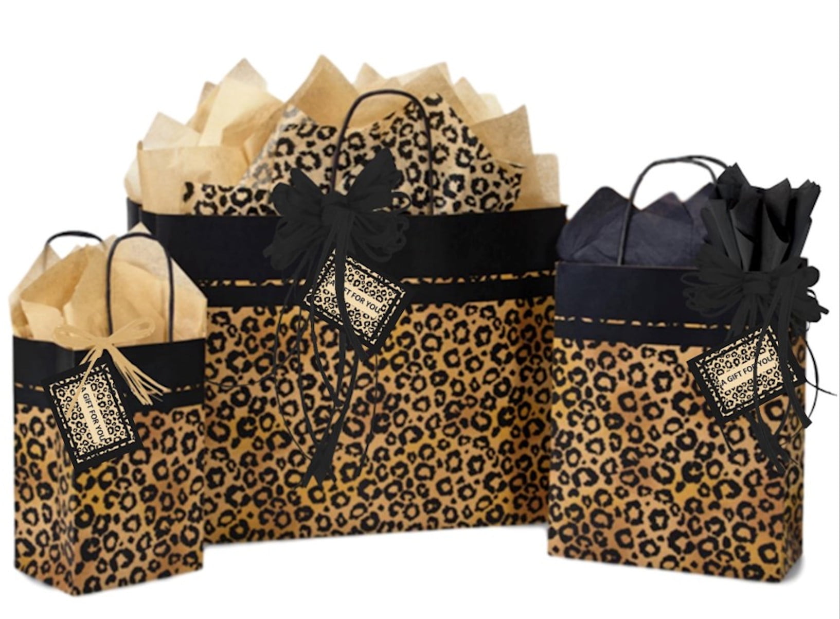 Paper Bags LADY LEOPARD  Quality Accessories Birthday Gift Jewellery Rope Handle 