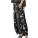 thumbnail image 2 of ICHUANYI Clearance Women Casual Printing Pants Comfortable Elastic High Waist Casual Beach Pants(Black, S) ICHUANYI WER2023080815396, 2 of 8