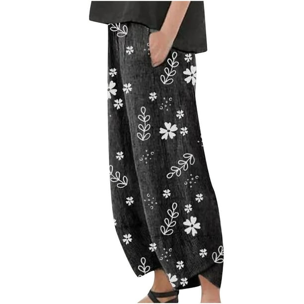 Pantalones estampados informales para mujer, cómodos, elásticos, de cintura alta, informales, para la playa Fridja alkflakhf34317