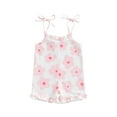 thumbnail image 2 of Yunliwuli Toddler Girls Jumpsuit Ruffles Sleeveless Flower Print Lacing Strap Summer Shorts Playsuit Bodysuits, 2 of 10