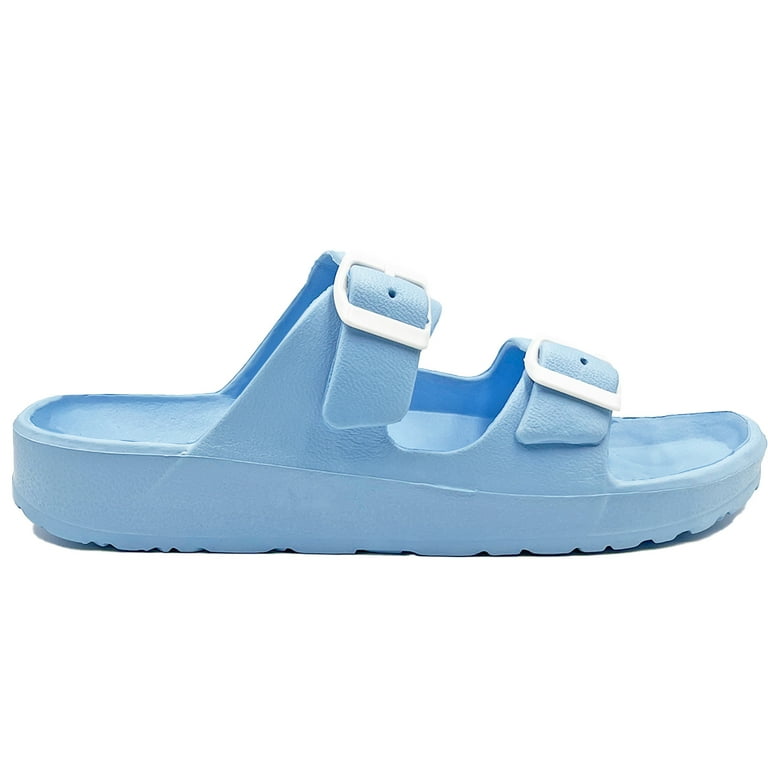 LAVRA Women Double Buckle Sandals EVA Adjustable Rubber Slides