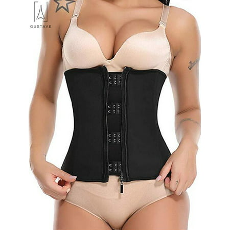 GustaveDesign Women Waist Cincher Trainer Corset Tummy Control Workout Body Shapewear with Zip&Hook for Weight Loss 