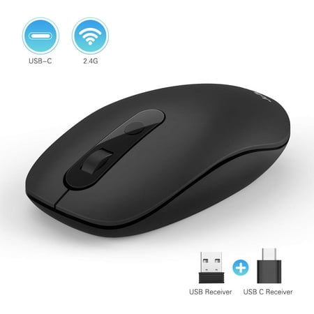 Type C Wireless Mouse, Jelly Comb MS019 2.4G Optical Mouse USB C Computer Cordless Mice with USB and Type C Receiver Compatible with Notebook, PC, Laptop, Computer, MacBook and all Type-C