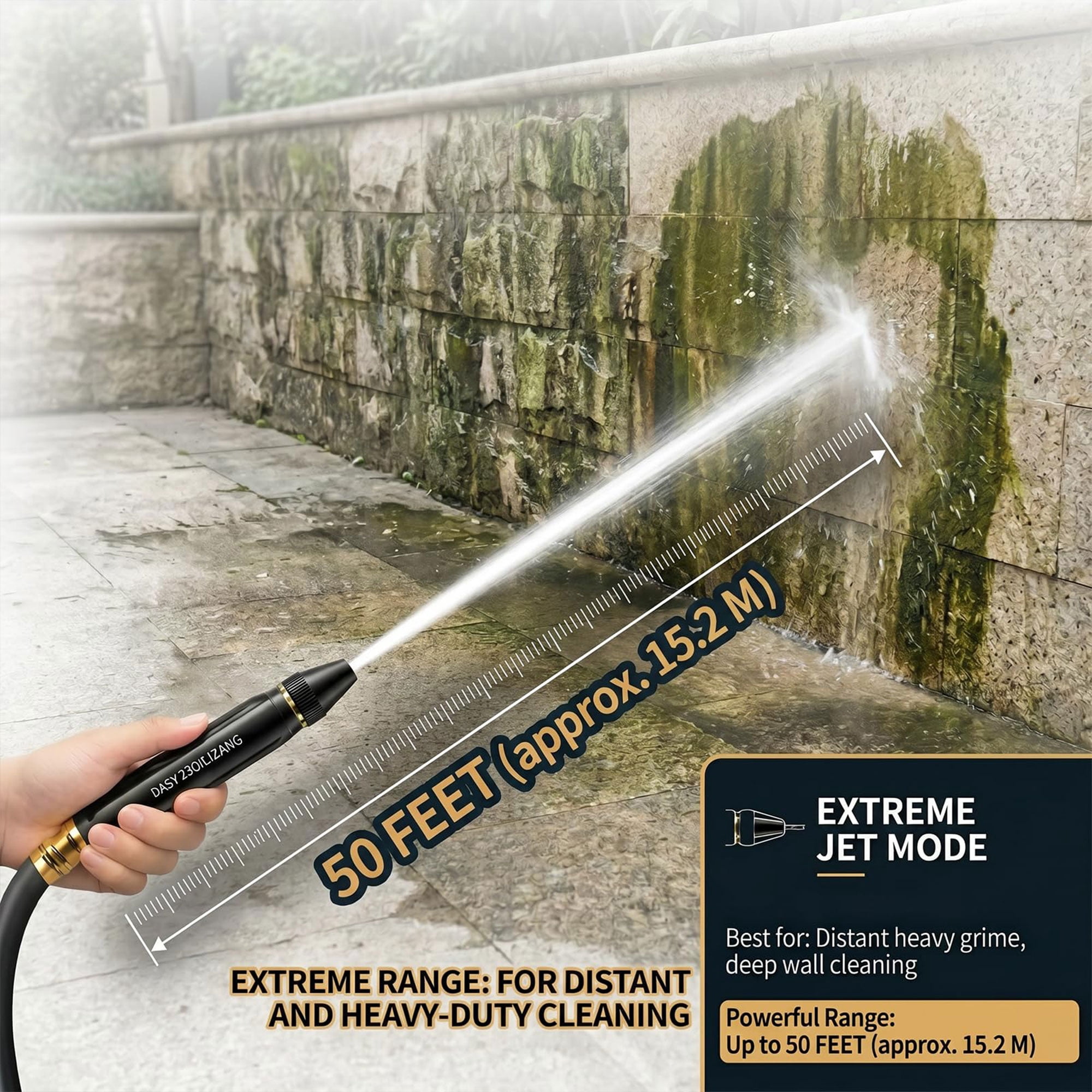 Gropething Power Washer Hose Nozzle for 1/2‘’ ID Hose Only, 3 Spray Modes Jet Spray Wand with Quick Connectors and Water Tape for Car, Patio, Window, Yard and Garden Cleaning