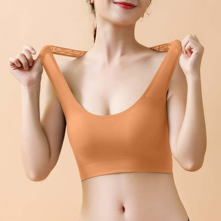 

eczipvz Lingerie for Women Plus Size Beautiful Back Breathable Thin Bras for Women Seamless Lace Sports Bra for Women Khaki L