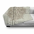 thumbnail image 2 of Mandala Soft Flannel Fleece Blanket, Lotus Inspired Flower Lace Circle Ornate Retro Pattern Eastern Universe Theme, Cozy Plush for Indoor and Outdoor Use, 70" x 90", Brown and Ivory, by Ambesonne, 2 of 5
