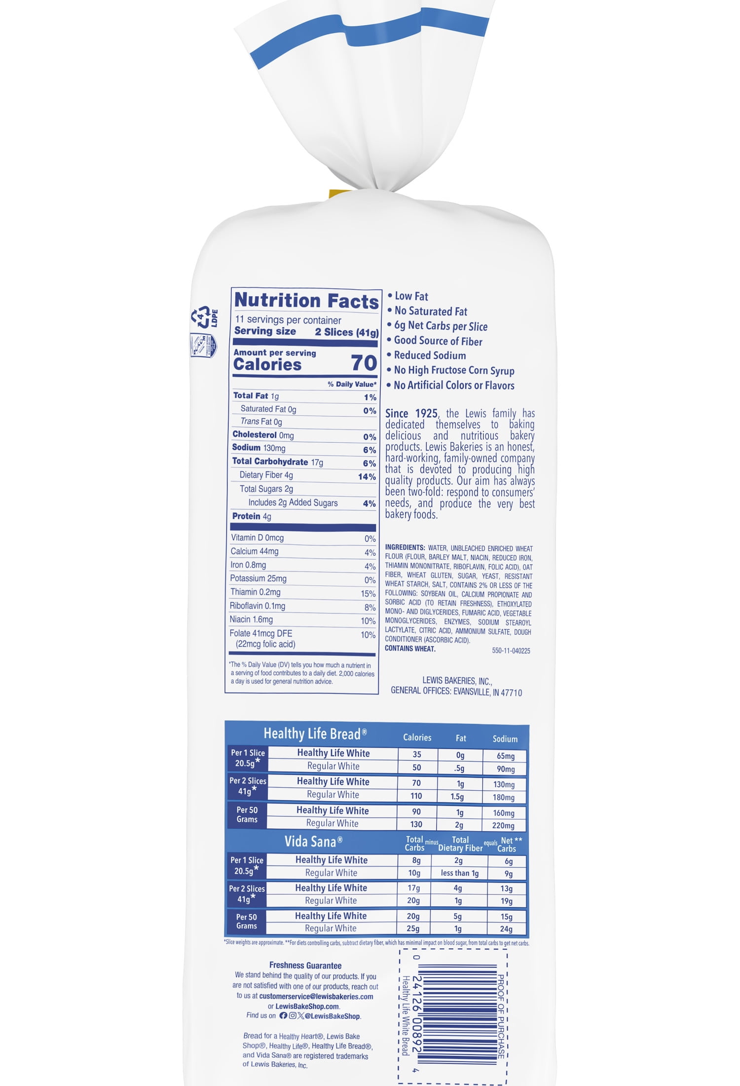 Lewis Bake Shop Healthy Life White Bread, 16 oz