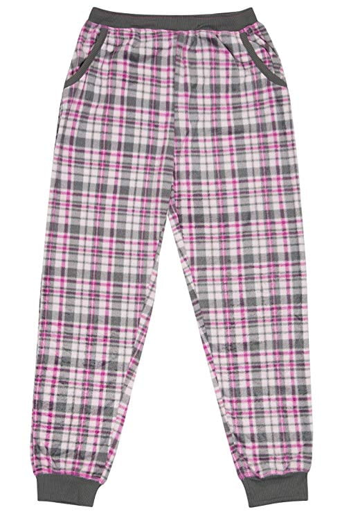 7-14 North 15 Girls Super Cozy Plaid Mink Fleece Pajama Bottom with Waist & Bottom Rib