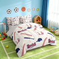 thumbnail image 2 of Manfei Sport King Bedding, Baseball Gamer King Bed in a Bag, Navy Red, Gray Reversible 7-Piece, 2 of 6