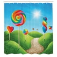 thumbnail image 2 of Ambesonne Fantasy Shower Curtain, Candy Land Lollipops, 69"Wx70"L, Green Blue Red, 2 of 4