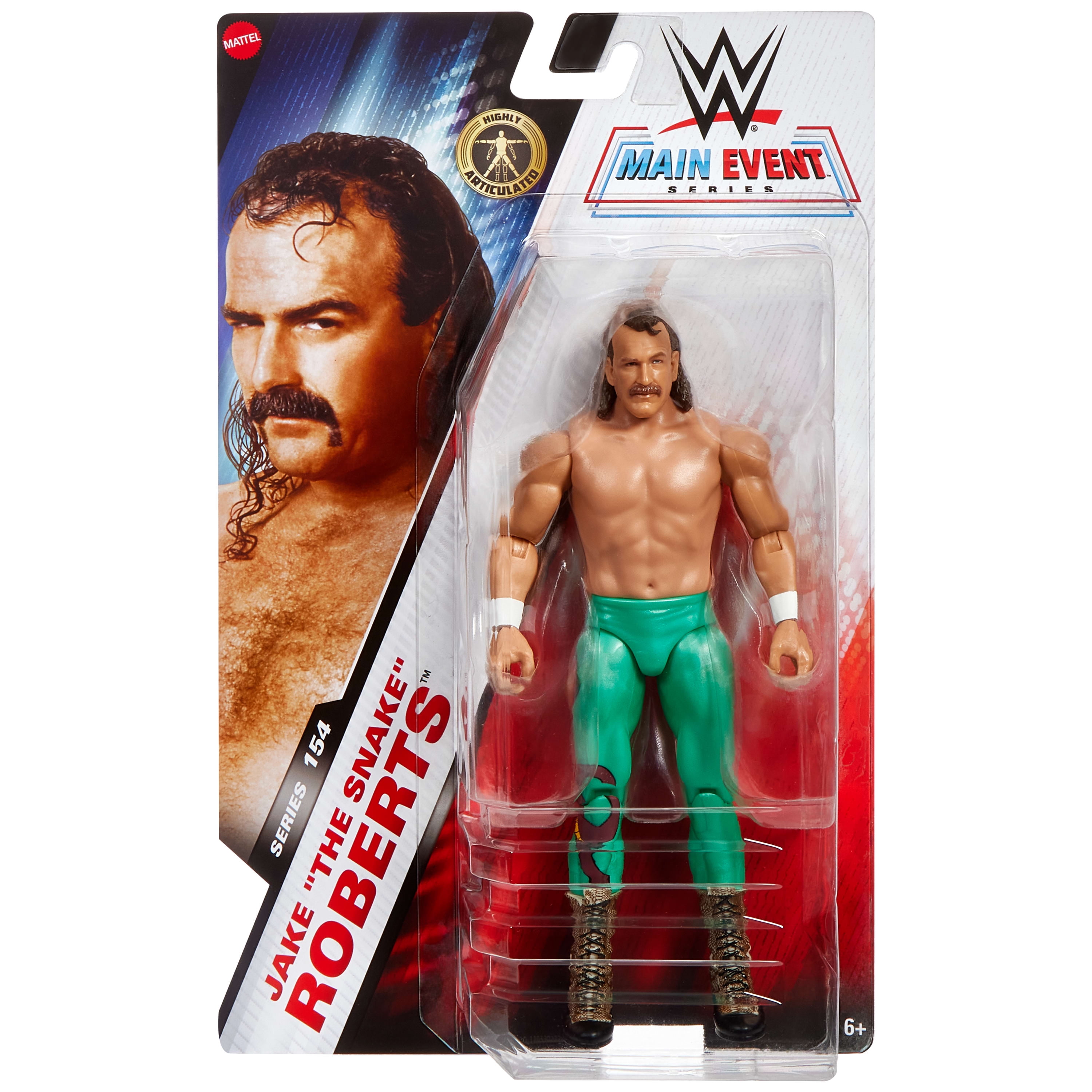 Figurine d’action WWE Jake Roberts, Main Event Series #154 Superstar de collection 6 pouces avec articulation