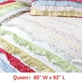 thumbnail image 2 of Juego de ropa de cama reversible de algodón con volantes y rayas de colores para niña, colcha reversible para dormitorio, habitación de invitados, RV, hotel (arcoíris, tamaño Queen, 3 piezas), 2 of 5