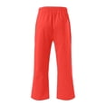 thumbnail image 6 of HAJWOH Womens Capri Pants Casual Cotton Linen Summer Pants Drawstring Elastic High Waist Wide Leg Cropped Trouser, 6 of 7