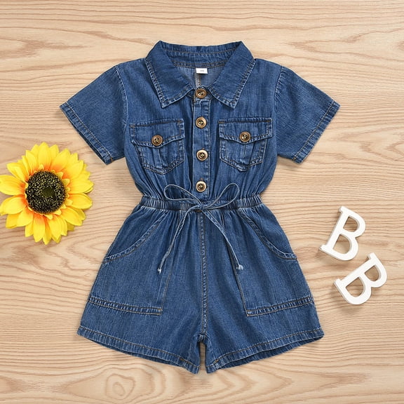 Denim Jumpsuit Summer Toddler Girl Jumpsuit Shorts Little Girl Overalls Clothes Baby Jean Romper Jumpsuit One Piece Outfit