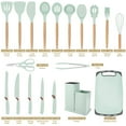 thumbnail image 3 of ACMETOP 19 Pieces Kitchen Utensils Set-11 Silicone Cooking Utensils Set, 6 Stainless Steel Sharp Knife set, 2 Cutting Board and Holder (Light Green), 3 of 10