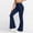 Dark Blue, variant on Women's Solid Color High Stretch Flare Yoga Pants Butt Lifting Elastic Waist Workout Long Pants Light Blue L