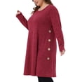 thumbnail image 2 of DARING DIVA Women's Plus Size Long Sleeve Fall Fashion Tunic Dress 3X Burgundy, 2 of 6