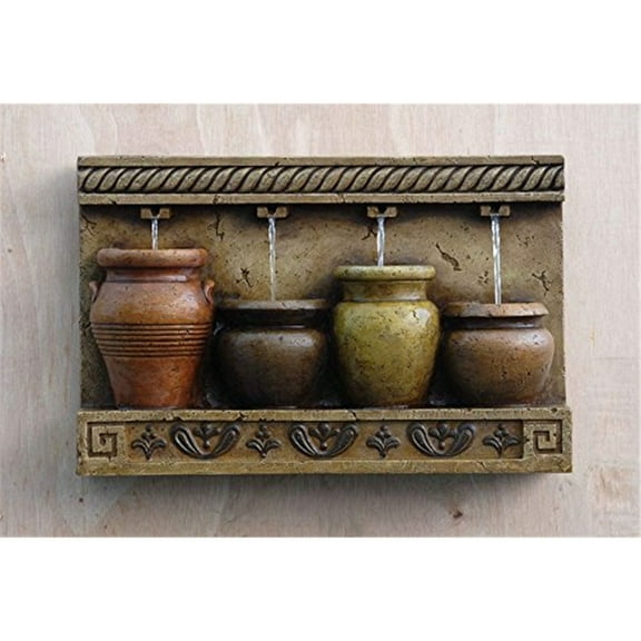 Wall Water Fountain Indoor Outdoor Decor - Resin Fountain with Pump - Beige Brown Finish