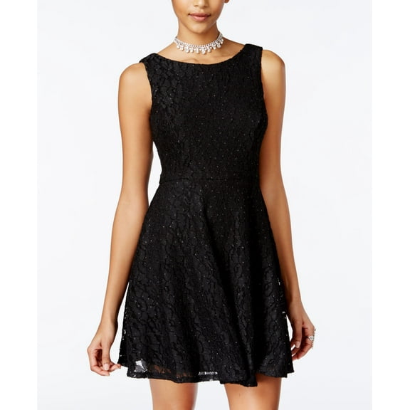 Speechless Juniors Glittered Lace Dress Black 1