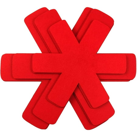 

Pot and Pan Protectors Set of 12 and 3 Different Size Pot Dividers Pad to Prevent Scratching Separate and Protect Surfaces of Your Cookware (Red/Black/Gray/Green)