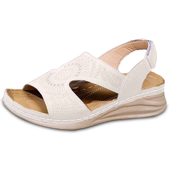Daolelai Hollow Thick-Soled Wedge-Heeled Peep-Toe Sandals