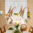thumbnail image 2 of Easter Bunny Swag Valance Curtains Watercolor Brown Rabbit Eating Carrots Light Grey Plaid Rod Pocket Swag Curtains Small Window Treatments for Kitchen Bathroom Bedroom 36" W x 36" L, 2 Panels, 2 of 9