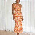 thumbnail image 4 of FVWITLYH Robes d'Été pour Femmes Plage Robe Confortable Ample Taille Haute Brodée Col en V Orange,P, 4 of 4