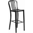 thumbnail image 3 of Commercial Grade 30" H Black Metal Indoor-Outdoor Barstool with Slat Back, 3 of 9