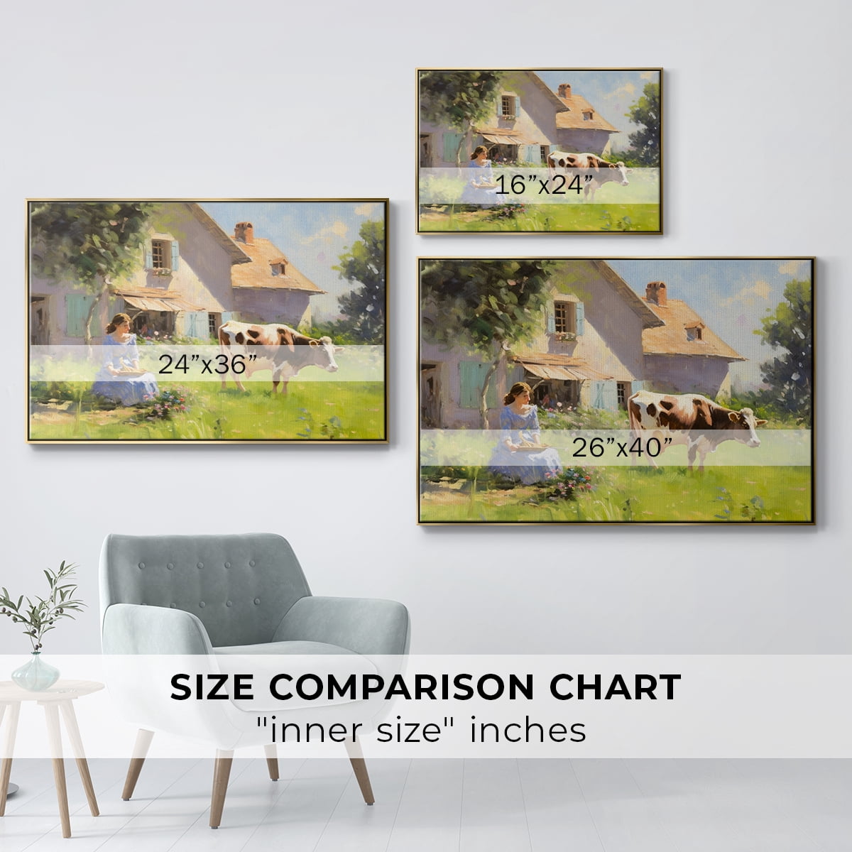 Vintage Landscape-CCLI By Wexford Home Framed in Gold Wood Gallery Wrapped Canvas 17 in. x 25 in.