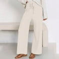 thumbnail image 4 of Women's Ribbed Knit Wide Leg Pants Casual Flowing Sweater Pants With Elastic Waist Casual Pants For Women Summer, 4 of 5