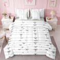 thumbnail image 2 of Erosebridal Sassy Line Art Bow Queen Bedding for Girls, Minimalist Girly Ditsy Print Bedding Comforter Set Queen, Gray Reversible 7-Piece, 2 of 6