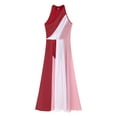 thumbnail image 6 of iiniim Women's Color Block Lyrical Dance Long Maxi Split Modern Contemporary Dress Burgundy S, 6 of 7