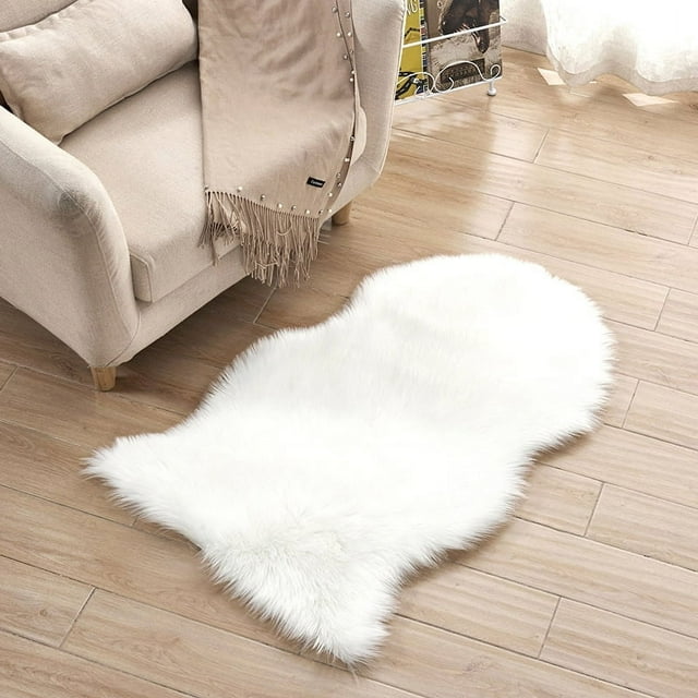 Jinsinto Soft Sheepskin Fluffy Faux Fur Carpet Home Floor Mat Small Rug,40cm*60cm,white
