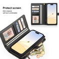 thumbnail image 3 of Petocase for iPhone 16 Pro Max Case,Leather Wallet with Card Holder,Magnetic Closure 360 Full Shockproof Protection Drop Absorption Phone Cover with Card Slots,Black, 3 of 7