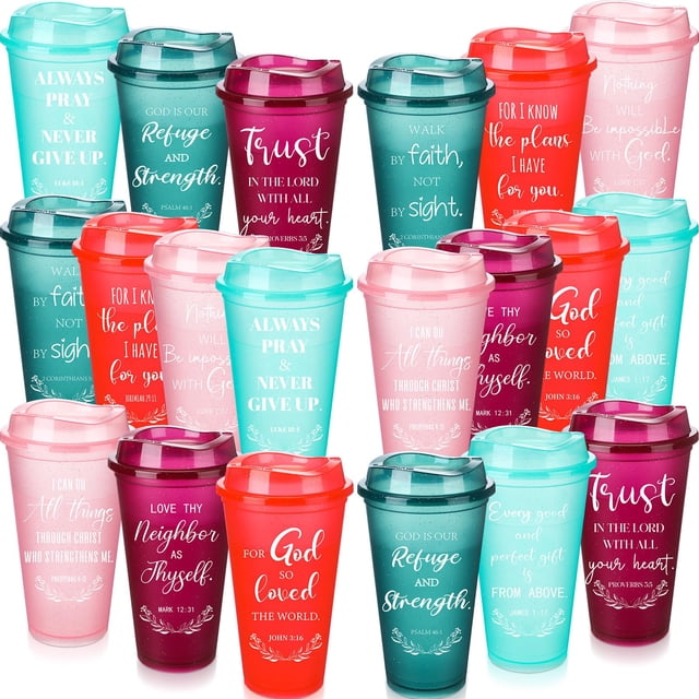 Tazas de café Skylety Bible Verse, 16 onzas, plástico, 20 unidades, arcoíris