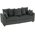thumbnail image 1 of HOMCOM Corduroy Couch with 8 Removable Pillows, 3 Seater Sofa, Dark Grey, 1 of 10