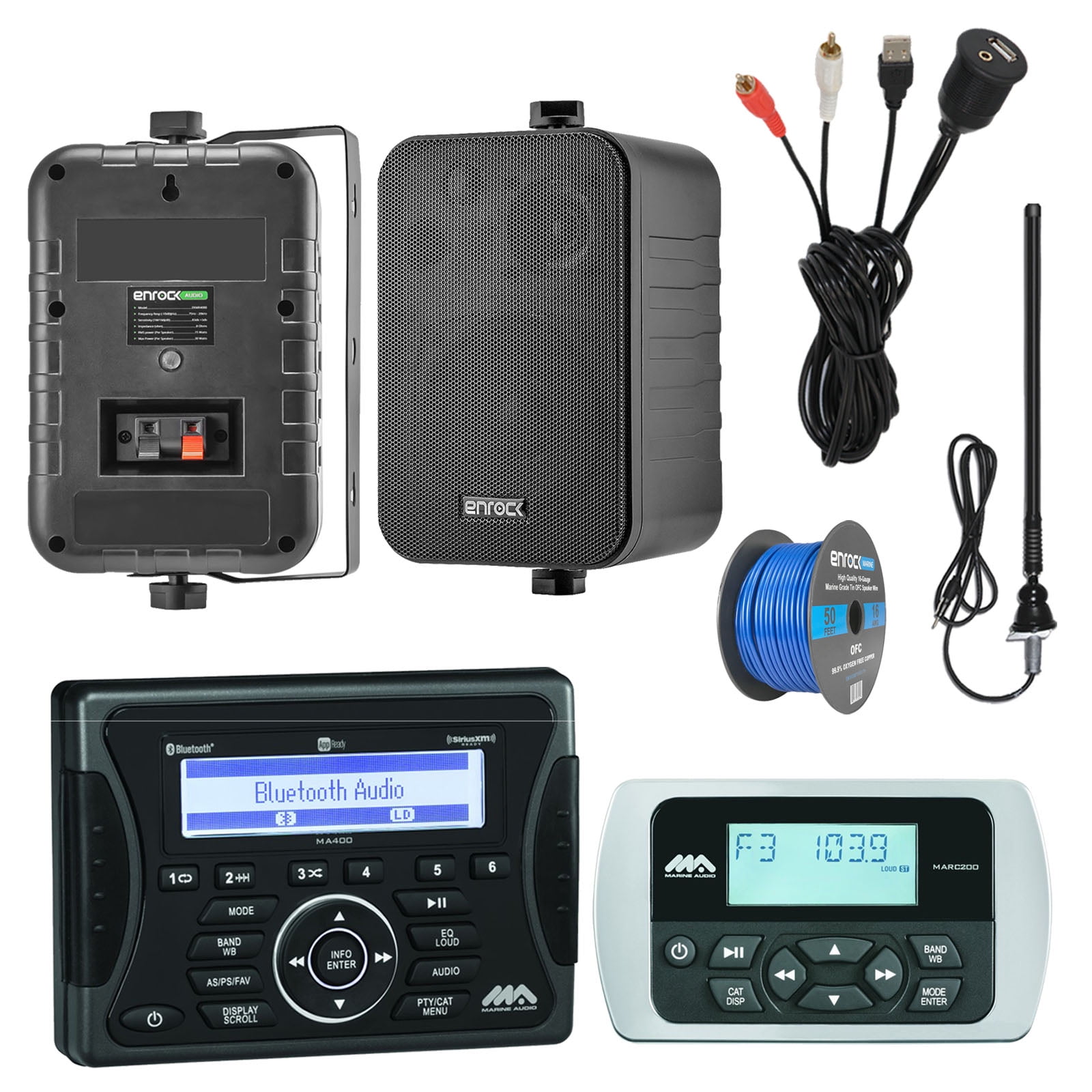 Jensen Marine Audio Bluetooth AUX USB SiriusXMReady Receiver, Wired