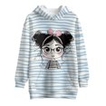 thumbnail image 4 of Xoenoiee Girl Bow Stripe Print Long Hoodies for Girls Long Sleeve Hooded Sweatshirts Dress Outwear Fit Tunic Athletic Hooded Pullover Sweatshirt with Pocket Sweater for Teenagers, 11-12 Years, 4 of 7